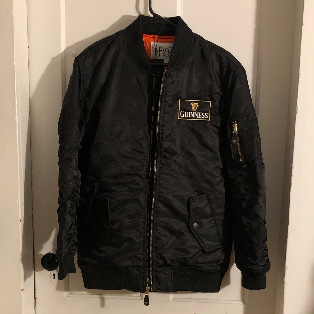 Shaka Wear Guinness Black Oversized Bomber Jacket size S